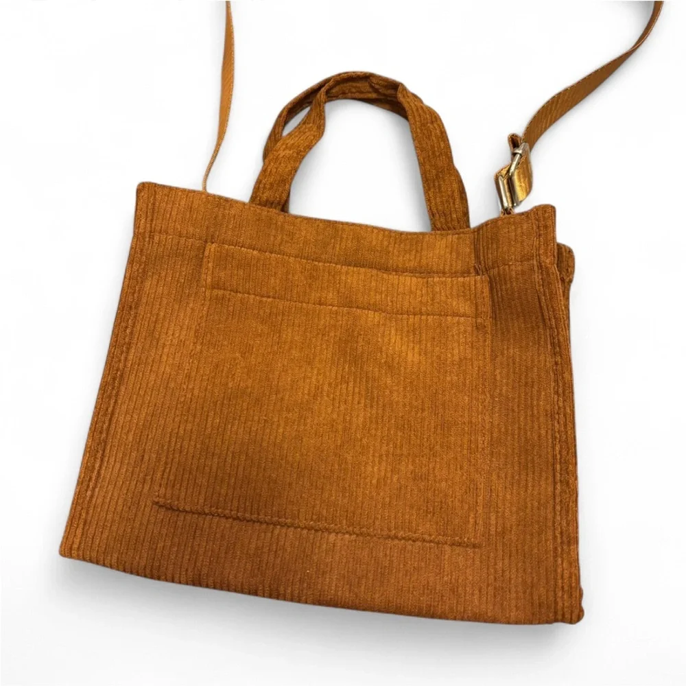 Brown Corduroy Crossbody Handbag - Picture 2 of 12
